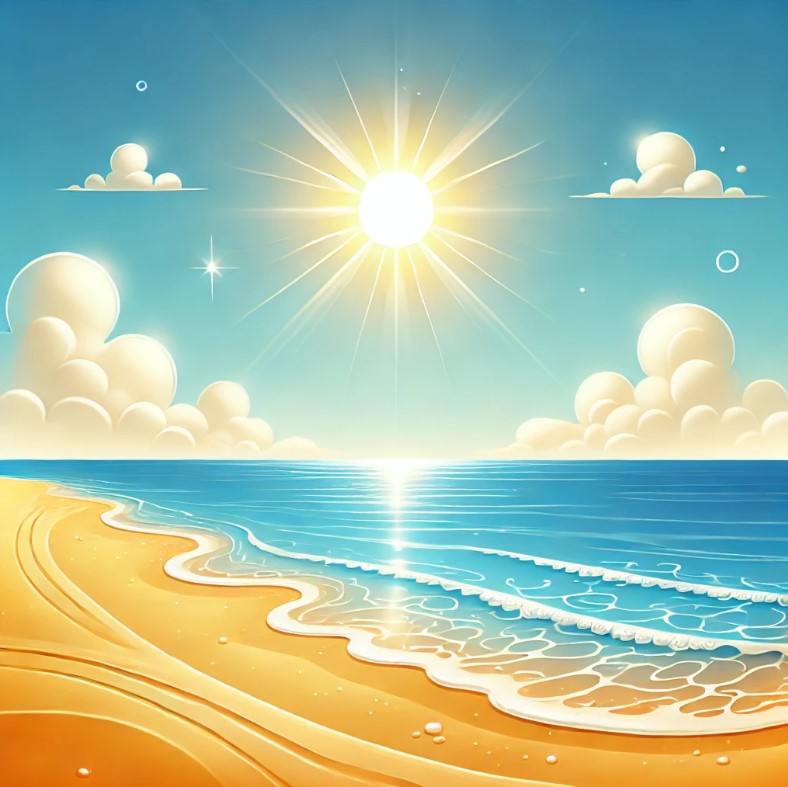 Sunlight shining on a beach, symbolizing natural vitamin D production